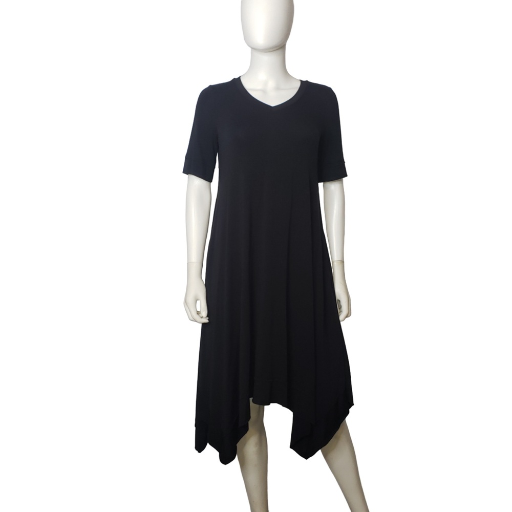 LOGO LOUNGE Long Black V Neck T Shirt Dress with Pockets Size XS
